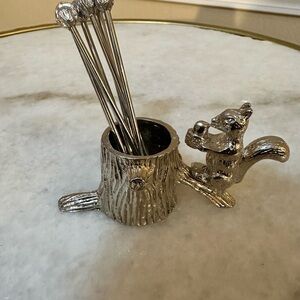 Silver Squirrel Cocktail Pick Holder